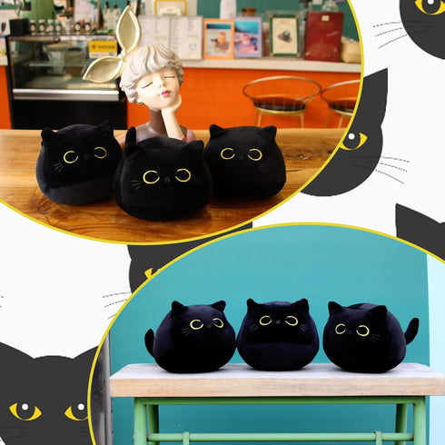 Black Cat Plush, 3Pcs Cute Mini Stuffed Animal for Home Decoration, Soft Cat Plush Birthday Gift for Kids Boys Girls