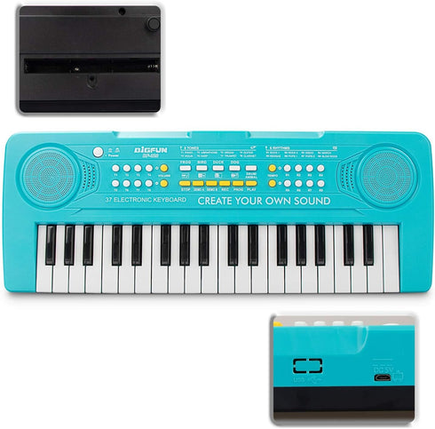 BIGFUN Kid Keyboard Piano - 37 Keys Multifunction Music Educational Instrument Toy for Kids Age 3-8 (Blue)
