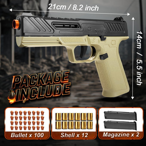 Shell Ejecting Toy Gun Pistol, Soft Bullet Toy Guns for Boys, Kids, Automatic Pull Back Action Toy Pistols, Fun