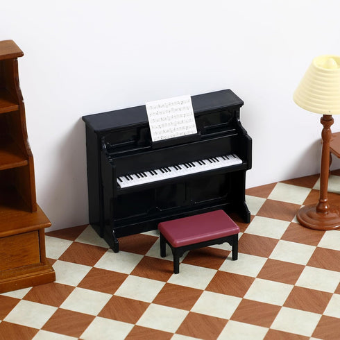 Piano Keyboard Toy for Kids Miniature Dollhouse Piano Model Musical Educational Toy for Fairy Garden Black