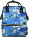 OUSIKA Blue Floral Print Diaper Bag Multifunction Laptop Backpack Travel Daypacks Large Nappy