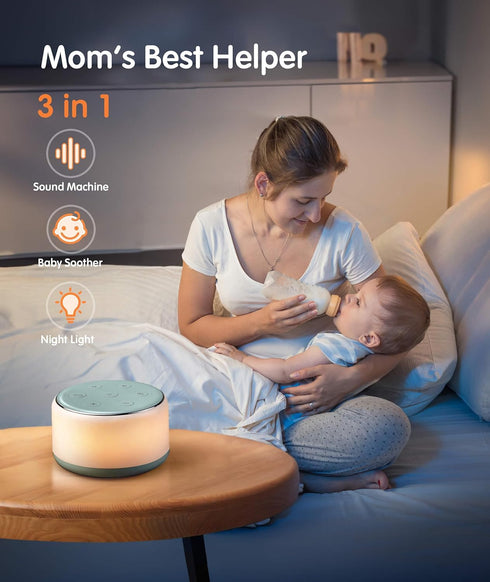 34 FamiSym White Noise Sound Machine Baby for Sleeping with Night Light Soothing Sounds, Rechargeable White Noise