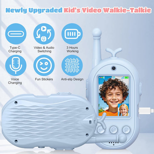 Gofunly Kids-2 Pack, 3-12 Video Walkie Talkies for Kids Walkies Talkies with Voice Changer & Sticker Effect