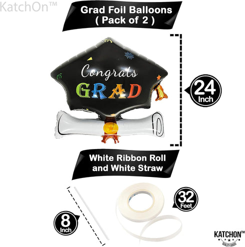KatchOn Graduations Cap Balloons - Big 24 Inch | Graduation Hat Balloons for 2025 Party Decorations