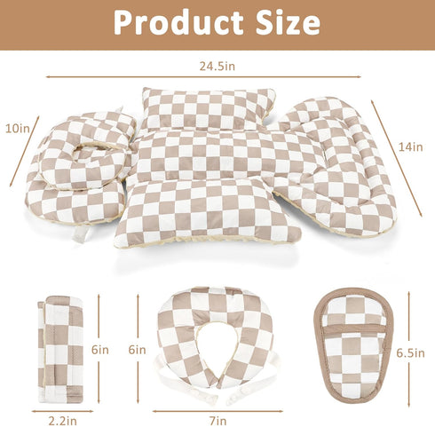 with3 DILIMI Infant Car Seat Insert, Baby Car Seat Head Support with Removable Headrest, Adjustable Newborn Car Seat