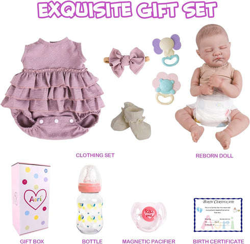 Aori Lifelike Reborn Baby Girl Dolls - Realistic 20-Inch Newborn Doll with Poseable Limbs and Feeding Kit