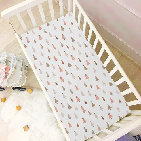Sheet,52x28IN Pfrewn Christmas Crib Sheets for Boys Girls Pastel Christmas Tree Pink Forest Fitted Crib Sheet Fits