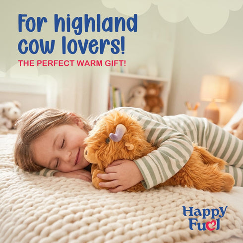 1.5 lb Cozy Highland Cow Microwavable Stuffed Animal Unscented Heating Pad Plush, Soft Cute Cow Toy for Relaxation