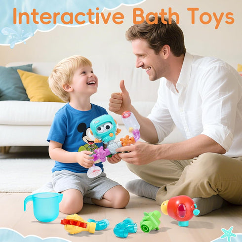 BYKASIST 4-8 27PCS 3-5 Bath Toys for Kids Ages | DIY Water Pipe Assembly Kit with Storage Bag | STEM Building