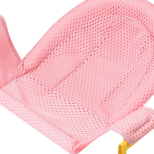 Naroote 3D Baby Bath Seat Support Nonslip Adjustable Bath Seat for Newborns with Breathable Fabric (Pink)
