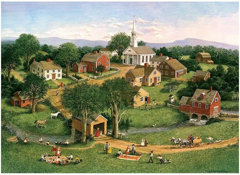 Cobble Hill 1000 Piece Puzzle - Picnic by The Bridge - Includes Sample Poster