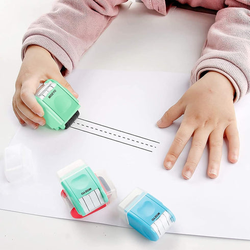 Miseyo Dashed Handwriting Lines Practice Roller Stamp, Self-Inking Mint Green Line Rolling Stamps for Kids