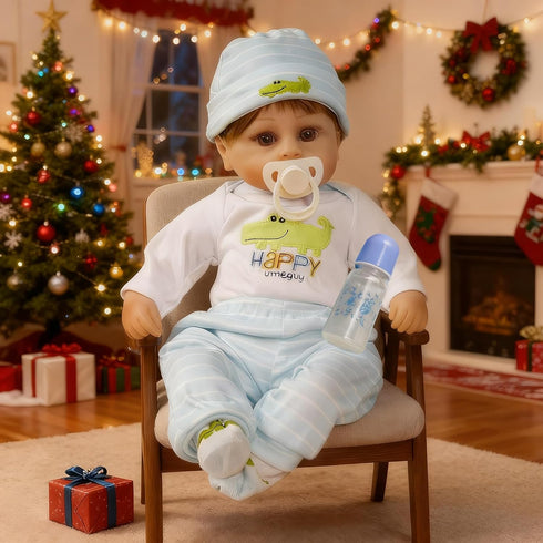Realistic Reborn Dolls Boy, 16" Lifelike Silicone Vinyl Baby Realistic Baby Dolls
