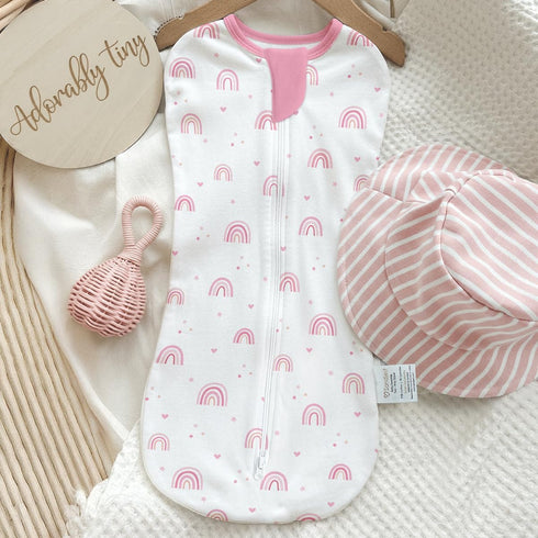 0-2 Pack 2) Baby Swaddle Months, Cotton Arm-In Zipper Sleep Sack, Wearable Blankets Wrap for Newborn Infant Girls (Bow