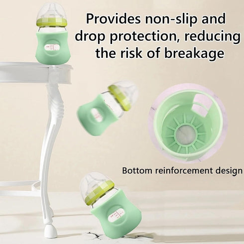 QinSuiKai 4 Pack 8 OZ) Silicone Sleeves for Avent Natural Glass Baby Bottles, Anti Breakage Baby Bottle Holder