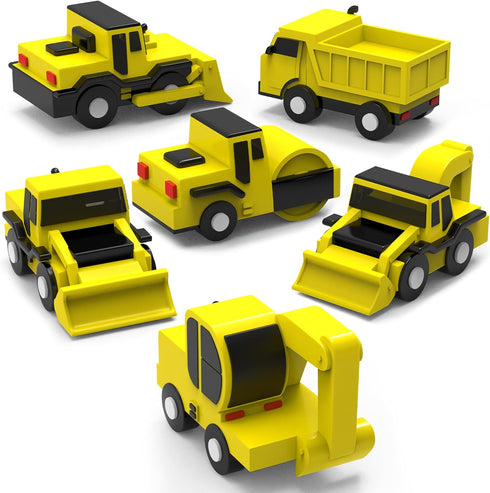 Tub Works Construction Trucks Mold Free Bath Toys, 6 Pack | Sealed,