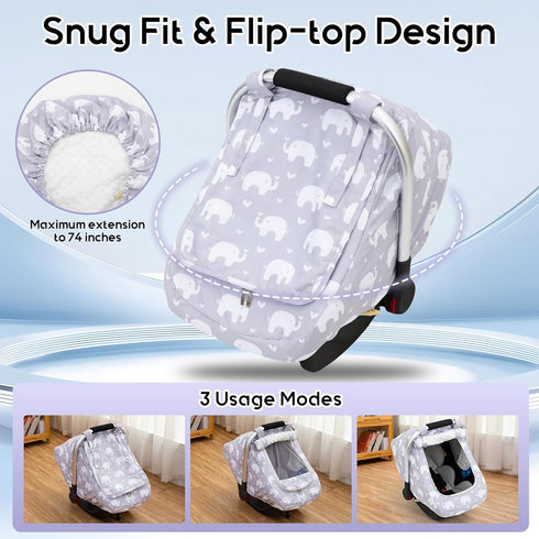 Summer, Car Seat Cover Baby, Mink Dot Infant Car Seat Cover for Outdoor, Breathable Carseat Cover with Mesh Peep Window