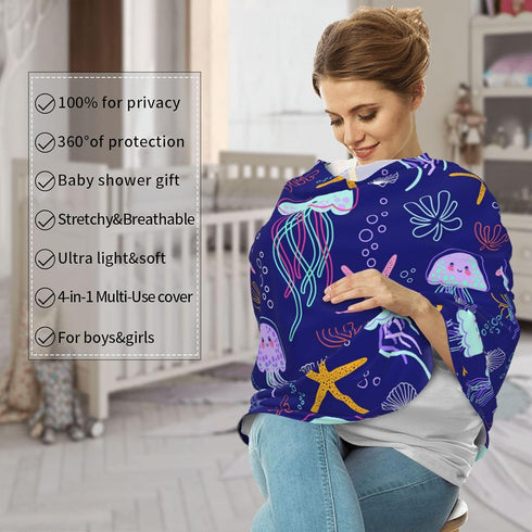 Schgap Jellyfish Shells Baby Car Seat Covers Canopy Nursing Cover Breastfeeding Baby Carrier Covers Carseat Canopy