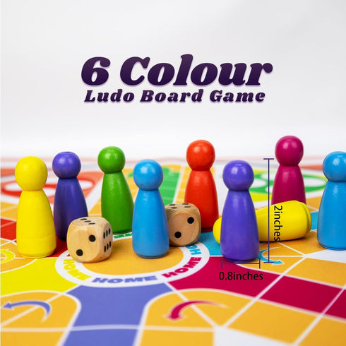20 Inches Ludo Board Game for 2-6 Players, Ludo & Parcheesi, Family Gathering & Party Night (Instruction Included)