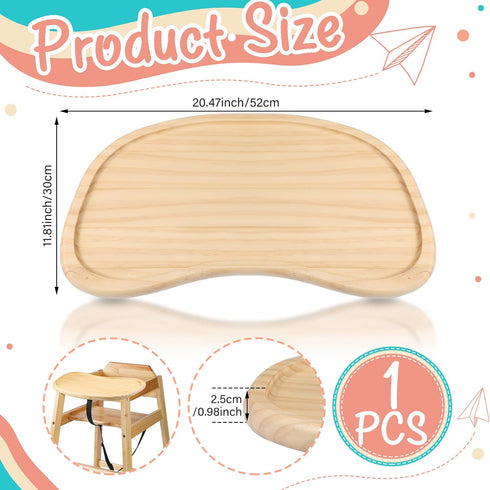 Wonderjune Baby Wooden High Chair Tray, Antique Vintage Toddler Infant Seat Tray Replacement Universal Wooden High