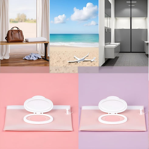 Myuiao 2Pcs Set White Baby Wipe Case Travel Holder Keeps Wipes Moist of Wet Diaper Wipes Holders Cases Portable Travel