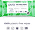99% 3 60 pack (180 Pura Natural Sensitive Baby Wipes, Water, Unscented & Hypoallergenic, Suitable for Sensitive