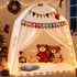 59x39x59in Cozy Large Kids Play Tent Indoor with Padded Mat Lights - Teepee Playhouse with Flags Storage Bag - Reading