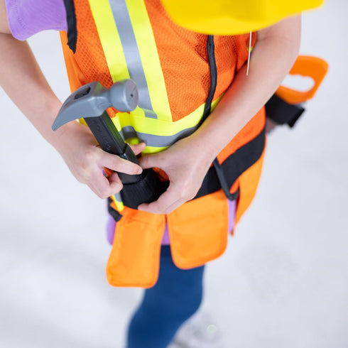 Set (6-Piece) (24-Piece) Melissa & Doug Construction Worker Costume with Deluxe Jumbo Cardboard Blocks