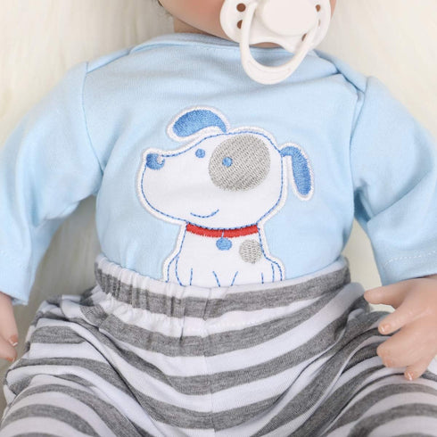 ENADOLL Reborn Baby Doll, Realistic Silicone Vinyl Baby Blue Dog Boy, 16 inch Weighted Soft Body