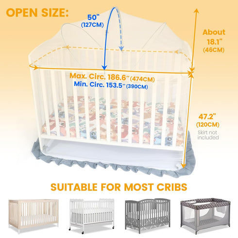 Orzbow Crib Tent to Keep Baby from Climbing Out | Breathable Pop Up Mosquito Net for Crib Net to Keep Baby in, Canopy