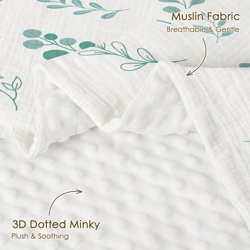 30x40 inches, Baby Blankets for Boys Girls, Soft Nursery Minky Blankets with Muslin and Dotted Fleece Back Receiving