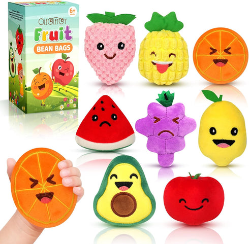 Sensory Toys for Kids, 8 Pack Mini Fruit Soft Stuffed Plush Toy