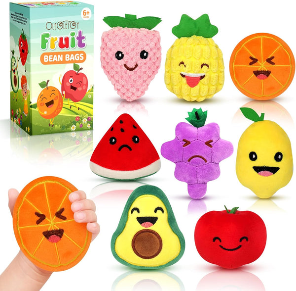 Sensory Toys for Kids, 8 Pack Mini Fruit Soft Stuffed Plush Toy