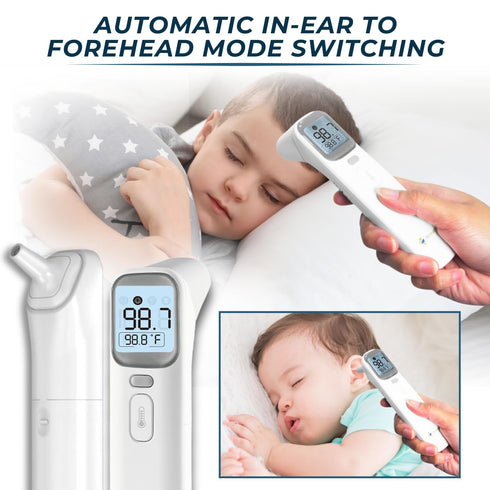 Multifunction 4-in-1 Infrared Thermometer, Non-Contact, Large LCD Display, High Accuracy, Forehead and Ear Thermometer