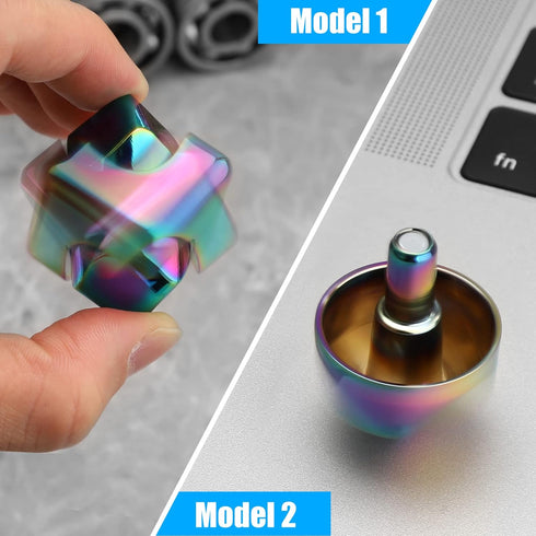 Umnodobn 2-in-1 Infinity Gear Fidget Cube Spinner for Kid Adult, Transformable Spinning Top Metallic Fidget Toys
