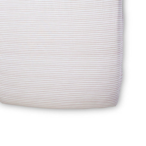 Pehr Striped Crib Sheet, Stripes Away Petal | Breathable Brushed Organic Cotton