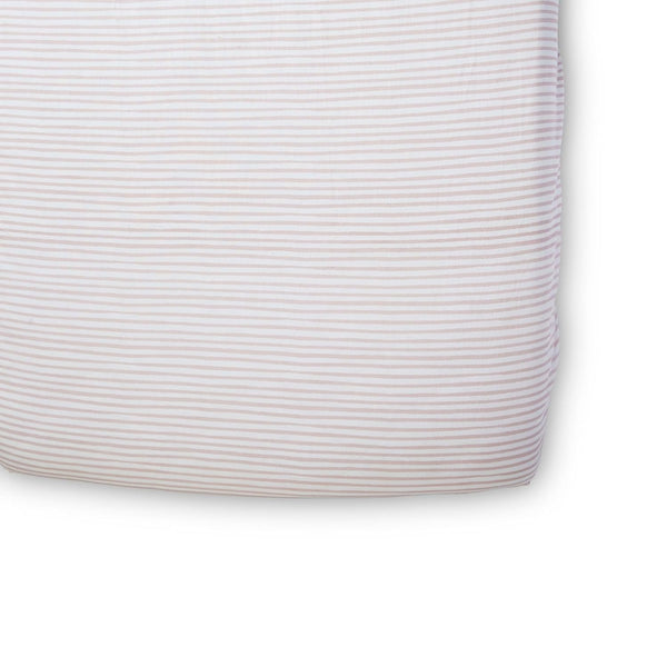 Pehr Striped Crib Sheet, Stripes Away Petal | Breathable Brushed Organic Cotton