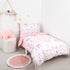 Set 4 Set, Toddler Bedding for Girls Pieces Pink Rose, Soft Breathable Toddler Comforter Bow Flower Print, Includes