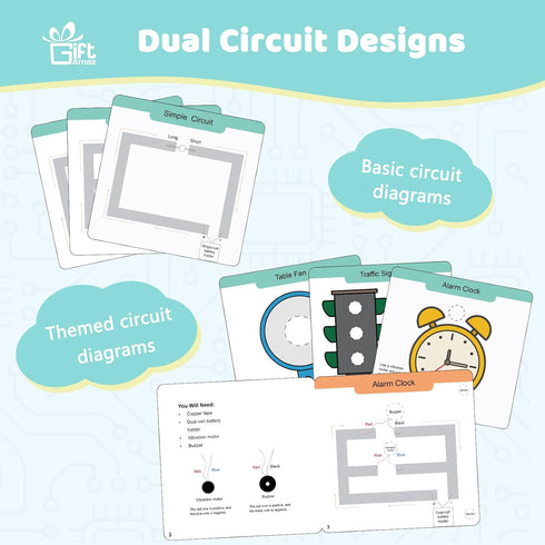 Set 8-12 GiftAmaz Paper Circuits Kit for Kids, STEM Electric Circuit Motors Kit, Child-Friendly Paper Circuit Board, DC