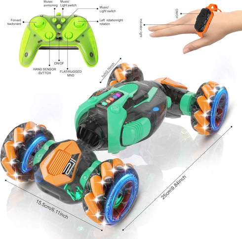 Mamikidlike 6-8-12, 360 4WD 7 9 10 11 12 Gesture Sensing RC Stunt Car - Boys Toys Age Rotating Hand Controlled Remote