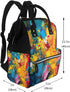 FHEDVBN Backpack Mummy Backpacks Daypack Colorful Abstract Painting Diaper Bag for Women Multifunction Waterproof