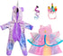 2-Sets 18-inch Set 18 inch WONDOLL American Doll Clothes - Amazing Rainbow Unicorn Clothes with Hair Clip and Headband