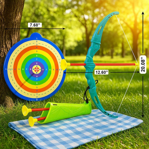 Set Set Kids Camping Toys: Pretend Campfire/BBQ Grill Toys & Bow and Arrow Game - Perfect Kids Camping for Outdoor