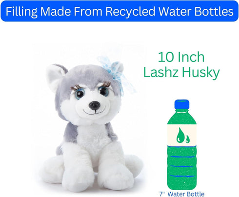 The Petting Zoo Lash'z Husky Stuffed Animal, 10 inches Plush Toy Gifts for Girls, Husky Dog