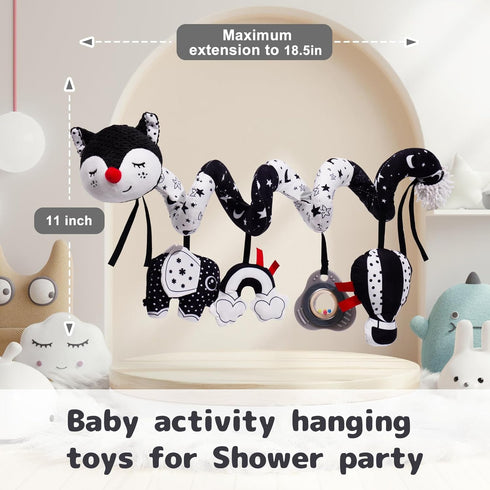 Koty Infant Baby Spiral Plush Activity Car Seat Toys for Stroller Bar, Pram, Crib with Music Box, BB Squeaker & Rattles