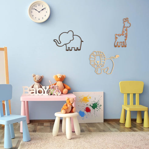 3 Yulejo Pieces Nursery Wall Decor Jungle Theme Nursery Decoration Wooden Woodland Safari Animal Wall Decor with Glue