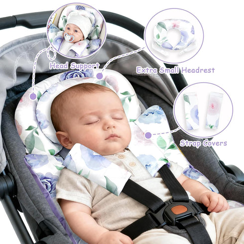 TANOFAR Infant Car Seat Insert with Removable Cushion for Baby Girls, Reversible Newborn Carseat Insert for Baby Head