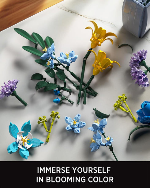 Set (902 NF10337) Nifeliz Wildflower Bouquet with Vase Model Toy, Botanical Building for Adults, Flower Arrangement