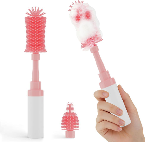 ZTX Self-Foaming Silicone Baby Bottle Brush Set - One Press Creates Rich
