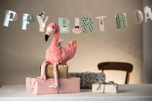 Steiff Jill Plush Flamingo, Premium Stuffed Animal for Kids, 12" Pink
